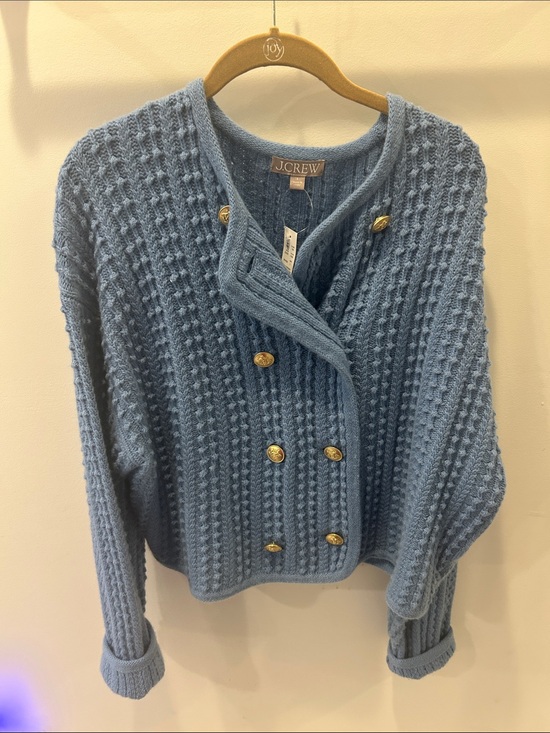 J. Crew Sweaters - J. Crew Light Blue Chunky Knit Double-Breasted Cardigan